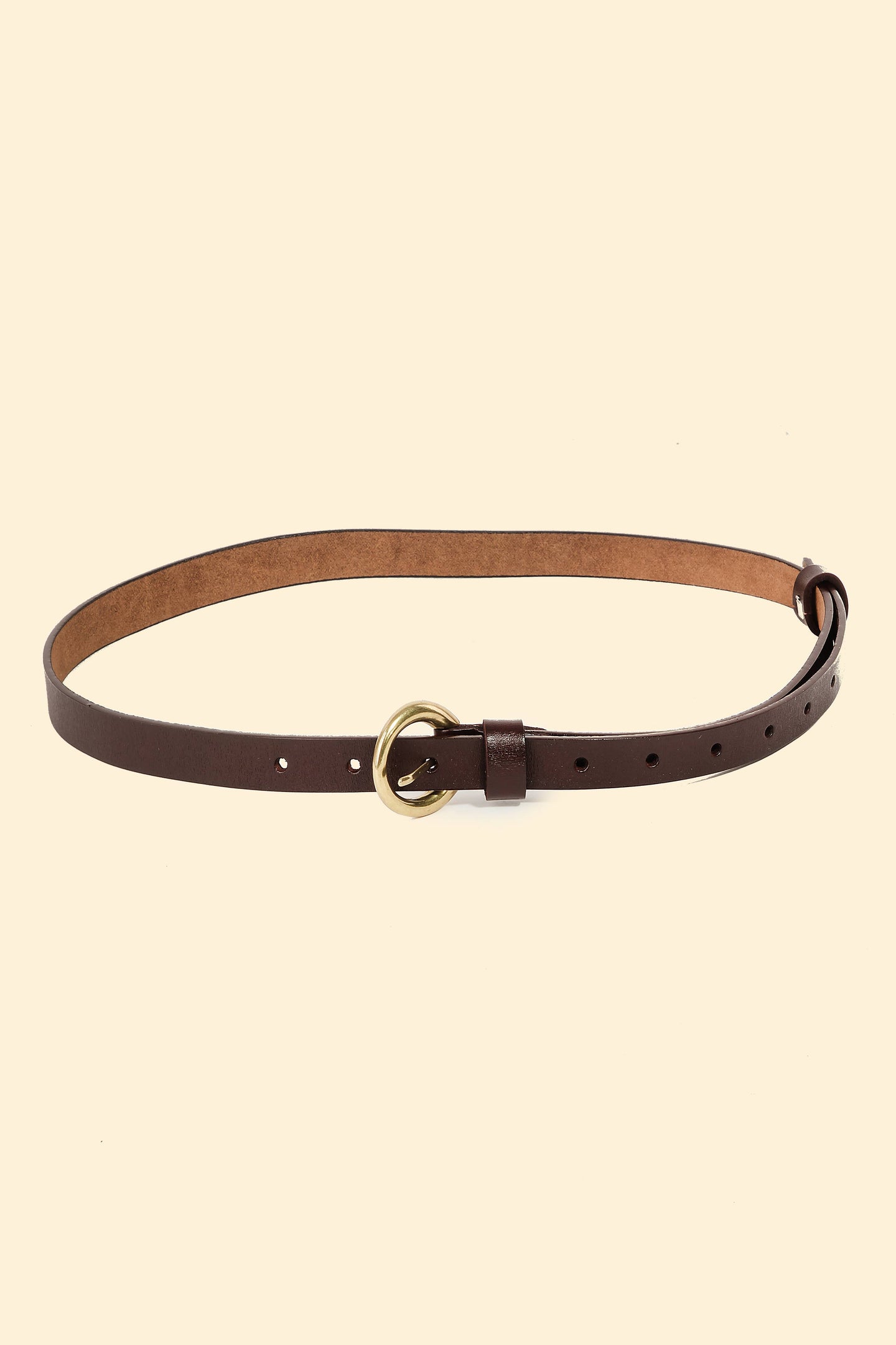 Faux Leather Thin Circle Buckle Belt